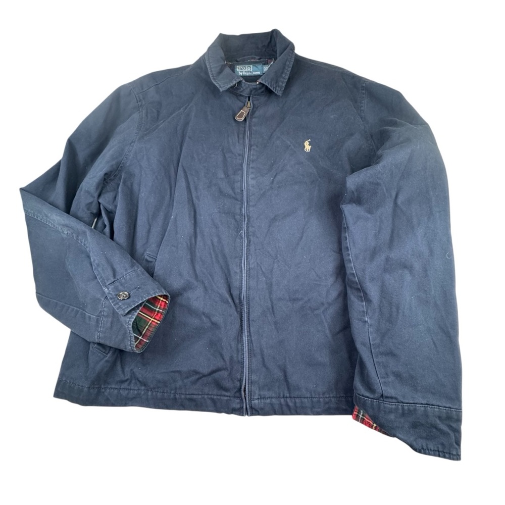 !!!!! SOLD !!!!! Jacket Men's XL Blue Cotton Harrington Plaid Lined WB Field